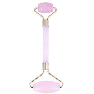 Akozon Jade Roller Massager, gezichtsmassage, natuurlijke dubbele kop, rozenkwarts jade, schoonheidsmassagerol voor gezicht, aanzet, ogen, lichaam, afslankgereedschap (goud)