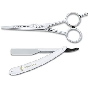 Filarmonica Kappersschaar met scheermes, professionele kappersschaar, 14 cm, 5,5 inch, met 24 cm, van roestvrij staal