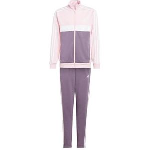 adidas Uniseks-Kind Essentials 3-Stripes Tiberio Track Suit, Clear Pink/White/Shadow Violet/White, 11-12 Years