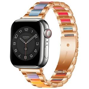 Strap-it stalen resin bandje - rosé goud/kleurrijk - Geschikt voor Apple Watch - Afmetingen: 38-40 - 41mm