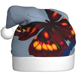 SSIMOO Mooie vlinders pluche kerstmuts voor volwassenen, feestelijke feesthoed, ideaal feestaccessoire voor bijeenkomsten