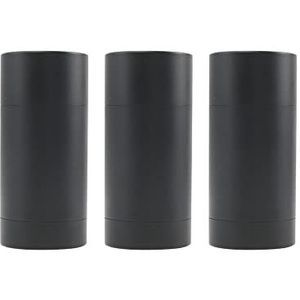 3-pack 75ml lege deodorant containers ronde buizen Twist-up herbruikbare recyclebare plastic deodorant lippenbalsem lipgloss opslagcontainers (mat zwart)