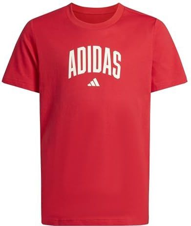 adidas Unisex niños COLLEGIATE GRAPHIC T-SHIRT JUNIOR, pure ruby/off white, 7-8 Years
