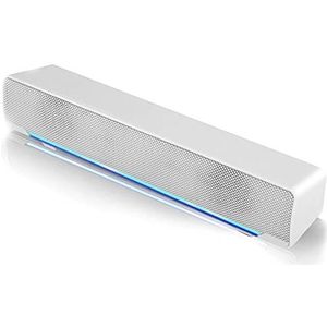 Garsent Pc-soundbarluidspreker, 3,5 mm, USB-bekabeld, hifi, stereogeluid, bar, luidspreker met bas, thuisbioscoop, luidspreker voor PC smartphone (wit)