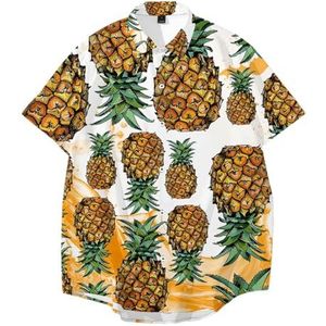Ffnkrnfi Mannen Body Building Polo's Shirts Ananas Fruit Patroon 3D Printing Outdoor Strand Korte Mouwen, 00209, 4XL