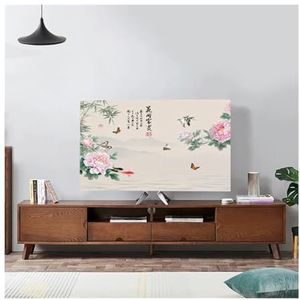 WLTYSM TV Cover Landschap Elastische Kracht Televisie Kap TV Stof Cover Doek 32-75 Inch Eenvoudige en Moderne Chinese Stijl TV Display Beschermers (5,4-46 inch)