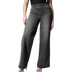 Pull-on-jeans met wijde pijpen,Elastische jeans met hoge taille en naad aan de voorkant | Damesmode voor feest, strand, thuis, werken, vakantie, daten Teksome