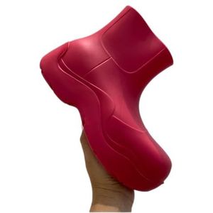 Regenlaarzen Regenlaarzen vrouwelijke jelly kleur trend golf bodem dikke bodem verhoogd 7cm Mode vrouwelijke laarzen korte laarzen zonder doos Regenschoenen (Color : Red, Size : 38)