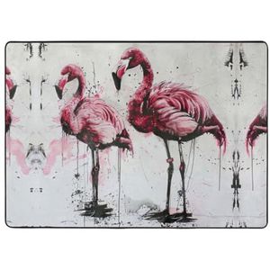 YJxoZH Inkt Flamingo's Print Thuis Tapijten, Voor Woonkamer Keuken Antislip Vloer Tapijt Zachte Slaapkamer Tapijten-148x 203cm
