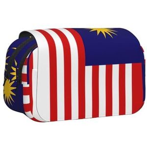 JEJEA Maleisië Vlag Print Pen Etui Potlood Case Houder Voor Potloden Make-up Multifunctionele Organizer Doos Voor Adluts, Zwart, Eén maat, Toilettas