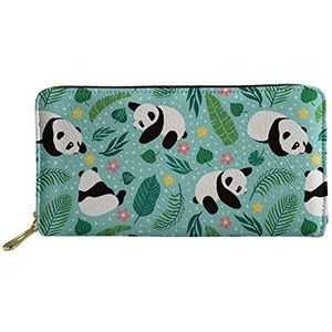 SENATIVE Vrouwen Lange Slanke Purse Mode Muti-Card Clutch Bag Pecfect Gift voor Lover, Leuke Panda (zwart) - 20201008-87