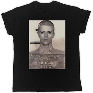 David Bowie Mugshot Grappig Gift Designer Unisex T-Shirt, Zwart, M