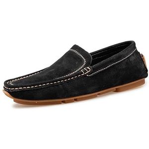Loafers for heren Effen kleur Rijmocassins Loafers Stiksels Details PU Suede Flexibel Comfortabel Antislip Klassiek Casual Instappers (Color : Black, Size : 41 EU)