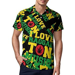 I Love Raggaeton Music golfpoloshirt voor heren, zomer T-shirt met korte mouwen, casual sneldrogende T-shirts XL