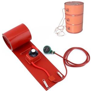 Industriële elektrische jerrycanverwarmer – siliconen verwarmingsriem met geïntegreerde thermostaat, vorst/condensatiebescherming voor vaten en emmers (1740 x 250 mm)