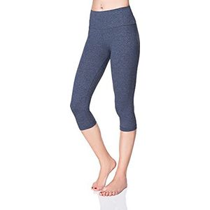 SOFTSAIL Leggings voor dames, 3/4 lengte, capri-katoen, hoge taille, bijgesneden met buikcontrole, yogabroek voor vrouwen, damesleggings voor sport, workout, gym, activewear, Denim, 36