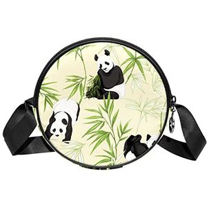 Ronde Crossbody Tas Panda Animal Messenger Bag Purse voor Vrouwen, Meerkleurig, 6.7x6.7x2.3 in, Sling Rugzakken