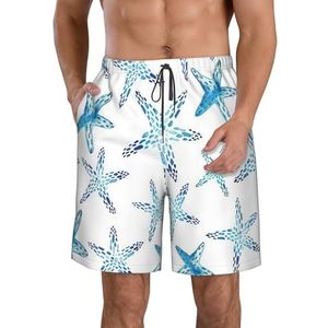 FRGMNT Roze Rose Bloemen Print Heren Sneldrogende Zwemshorts Strand Korte Board Spa Trunks Elastische Gym Shorts Surfen Korte, Schattige zeester, S