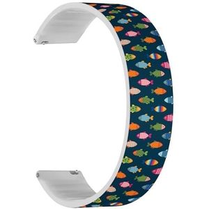 Solo Loop band compatibel met Forerunner 645/645 Music, Forerunner 55, Garmin Forerunner 245/245 Music (Beautiful Fish Icons) Quick-Release 20 mm rekbare siliconen band band accessoire, Siliconen,