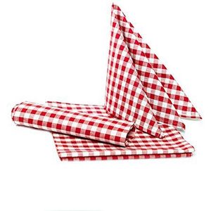 TextilDepot24 Landhaus tafelkleden geruit 100% katoen (60 x 60 cm, 12 stuks, rood-wit geruit)