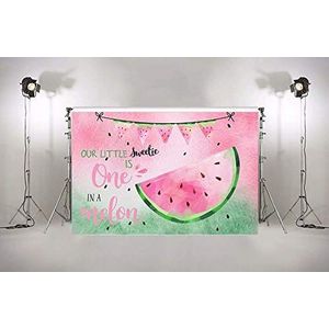 5x3ft Watermeloen Verjaardag Achtergrond Een in een Meloen Baby 1e Verjaardag Aquarel Watermeloen Verjaardag Zomer Feest Banner Achtergronden W-2051