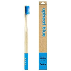 Bamboe Tandenborstel Beste Milieuvriendelijk Biologisch afbreekbaar Bamboe Handvatten en BPA-vrije Nylon Borstelharen Voor Natuurlijke Tandheelkundige Zorg Perfect Milieuvriendelijk Single Medium Bristle Helder blauw