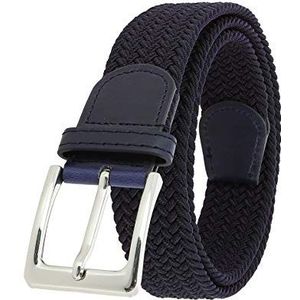 FASHIONGEN - Gevlochten elastische riem en leer voor dames en heren, PERDERSEN, Marineblauw, T115 / Longueur 125 - Taille pantalon 54 à 58