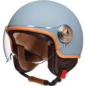 Scooterhelm, Jethelm, Bromfietshelm, Heren en Dames, Jethelm met Zonneklep, DOT/ECE Gecertificeerde Scooterhelm, Motorhelm, Jethelm met Vizier C