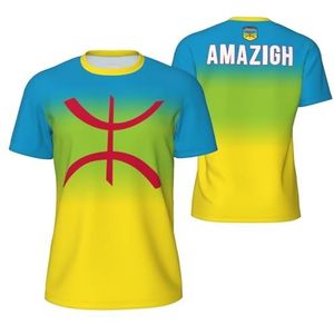 Sport Mesh T-Shirt Geleidelijke Amazigh Berber Vlag Tees 3D Gedrukt voor Fitness Running Fiets Voetbal Tennis Voetbal, Meerkleurig, S