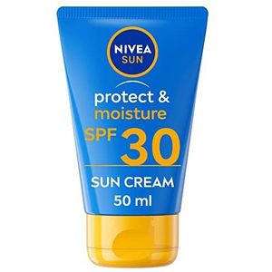 NIVEA SUN Protect and Moisture SPF 30 To Go Lotion (50ml), waterbestendige zonnebrandcrème, zakformaat zonnebrandcrème biedt onmiddellijke en effectieve UVA- + UVB-bescherming