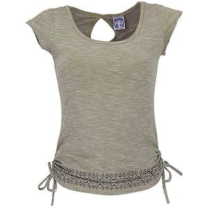 GURU SHOP Yoga T-shirt van biologisch katoen Flower of Life, dames, tops & T-shirts, alternatieve kleding, Helder olijfgroen., 40