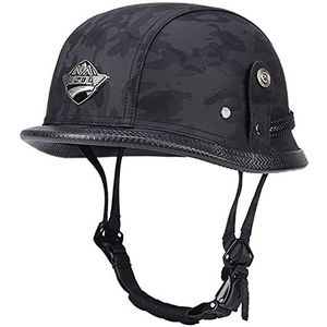 Motorhelm, Open helm geschikt for cruiser, bromfiets, scooter, ATV, volwassenen, mannen, vrouwen, jethelm, ECE-goedgekeurd H, M = 55-56 cm(B,XXXL=6365CM)