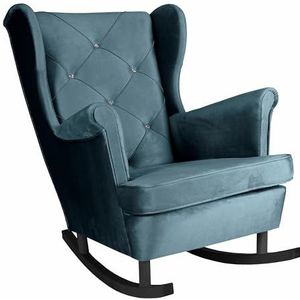 SEELLOO Schaulkstoel woonkamer oorfauteuil fluwelen lounge stoel televisiestoel relaxstoel woonkamer stoel bank fauteuil 102 x 81 x 95 cm, blauw