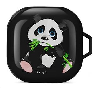 Big Face Panda Oordopjes Hoesje Compatibel met Samsung Hard Shell Beschermhoes Zwart-Stijl