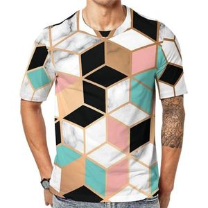 Marmeren textuur met gouden heren korte mouw grafisch T-shirt ronde hals print casual T-shirt tops 5XL