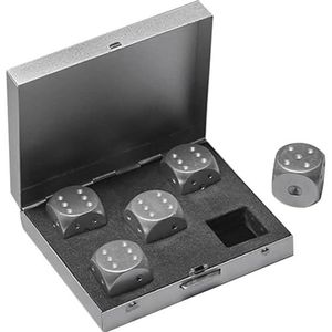 Dobbelspel set van aluminiumlegering, 5-delig, 16 mm, draagbare metalen dobbelstenen, 6-zijdige dobbelstenen, poker, feestspel, speelgoed, draagbare dobbelsteen man