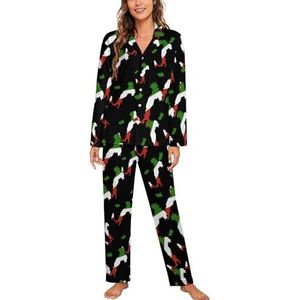 Italië Kaart Vlag Vrouwen Lange Mouw Button Down Nachtkleding Zachte Nachtkleding Lounge Pyjama Set 2XL