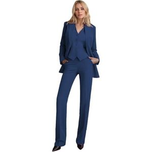 Dames - Pak - Marineblauw - 3-delige Set - Zakelijke Kleding