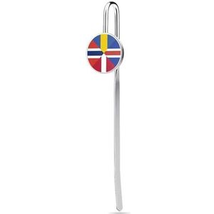 Nordic Nationale Vlaggen Metalen Bladwijzer Kristal Glas Decor Haak Boek Markers Voor Boek Liefhebbers Lezen Geschenken 1 inch