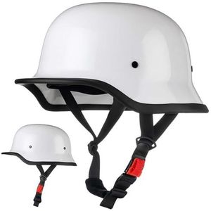 Duitse motorhelm, Duitse retro straathelm, ECE-gecertificeerd, met verstelbare snelsluiting, geschikt voor fietsen, cruisers, scooters, geschikt voor alle seizoenen D,XL61-62CM