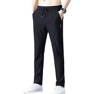 Aoguaro Heren sneldrogende stretch broek zijde ademend comfortabel zacht rechte been lange broek trekkoord joggingbroek voor dagelijks casual