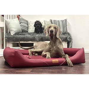 tierlando® William Easy-Clean Orthopedisch hondenbed, luxe hondensofa, kunstleer, anti-haren, traagschuim, donkerrood