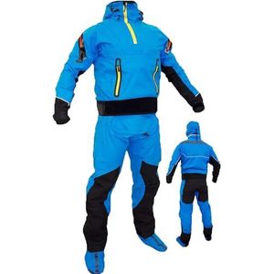 Droogpak Waterdicht En Ademend Heren Kajak Droogpak, Ritssluiting Aan De Voorkant Zeil Kajakuitrusting, Voor Peddelen, Vissen, Varen, Kanoën, Toeren, Zeilen,S-Blue