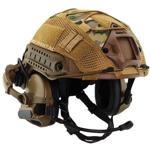 Militaire Fast Helm, 5 mm, versterkt, met tactische hoofdtelefoon en camouflagehoes, vechtuitrusting voor volwassenen (zonder ruisonderdrukking)