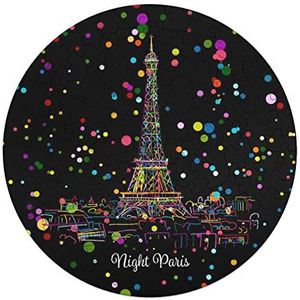 Nacht Parijs Eifel Toren Kleurrijke Polka Dot Dier Vormige Jigsaw Puzzels Leuke Houten Puzzel Familie Puzzel Geschenken 120 STKS