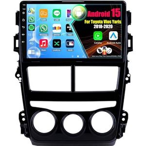 Android 15 Autoradio Voor Toyota Vios Yaris 2018-2020 met Draadloze Carplay Android Auto, 9 Inch Autoscherm Soporta Bluetooth WIFI GPS FM/RDS(Manual,8Core(4+64GB))