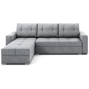 Grekpol Faro Hoekbank met slaapfunctie, bankstel, hoekbank sofa, slaapbank, stof Lars, L-vormige bank, grijs (Lars 90), universeel