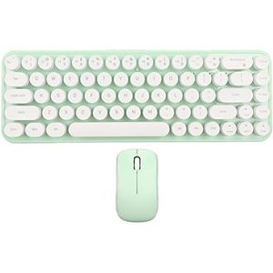 Combinatie van typemachine, toetsenbord en muis, verstelbare DPI-afneembare toetsdoppen op batterijen, 2,4 GHz, stabiele transmissie, optische muis voor computer (witgroen)
