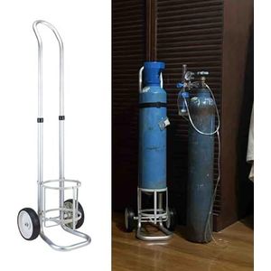Gasflesrek, Zuurstofcilinderrek, aluminiumlegering, rollende zuurstoftankwagen, gascilinderwagen, hoogteverstelbaar van 35"" tot 41"", klein formaat, 2 wielen(Diameter 12.5cm(4 7/8""))