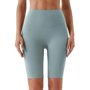 Vrouwen Sport Korte Yoga Shorts Hoge Taille Ademend Zacht Fitness Strak Vrouwen Yoga Legging Shorts Fietsen Atletisch -Denim Blauw-XL